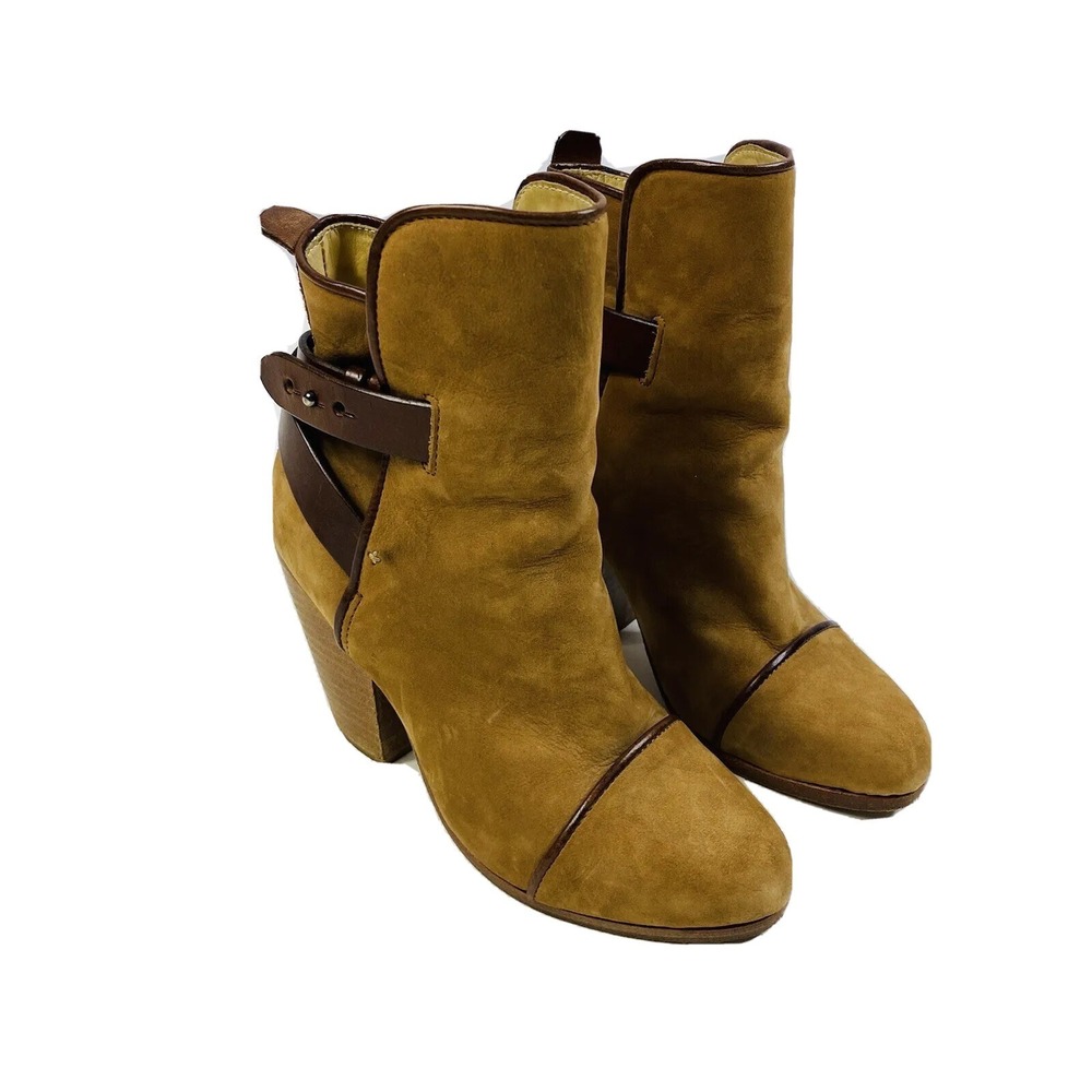Rag & Bone Brown Leather Womens Ankle Boots w/ Strap Size EU 35 US 5‎